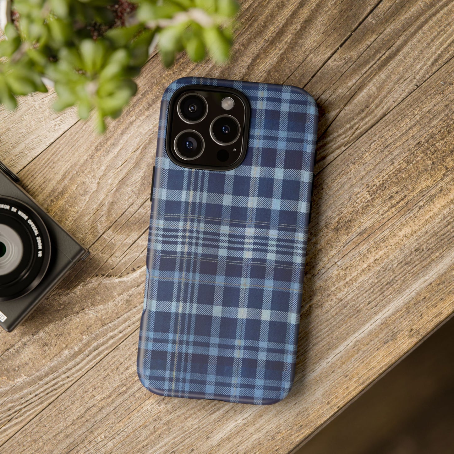 iphone case Blue Denim Tartan