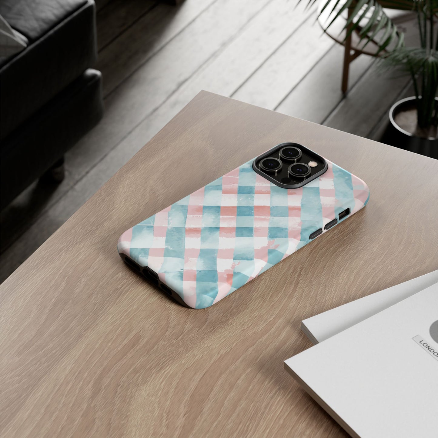iphone case Blush Aqua Gingham