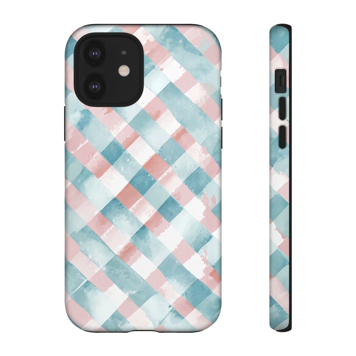 iphone case Blush Aqua Gingham iPhone 12