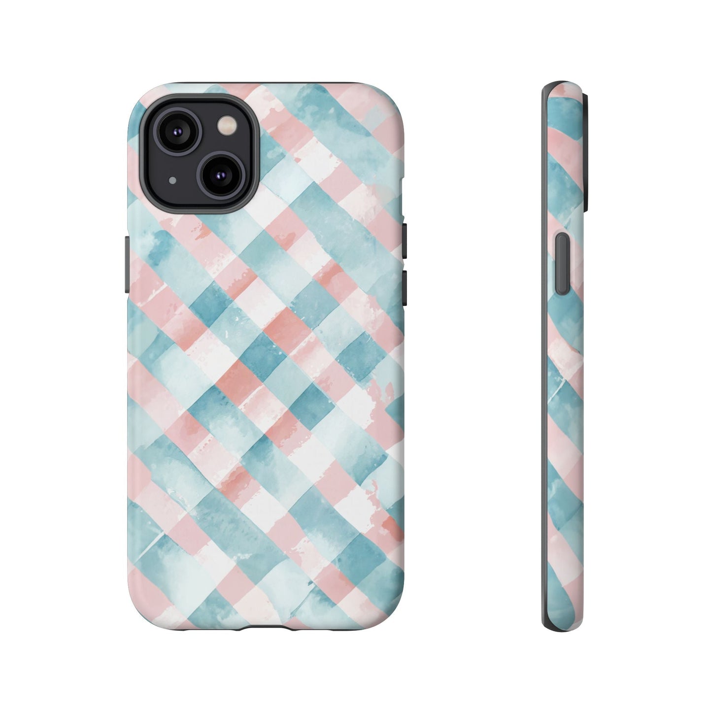 iphone case Blush Aqua Gingham iPhone 14 Plus