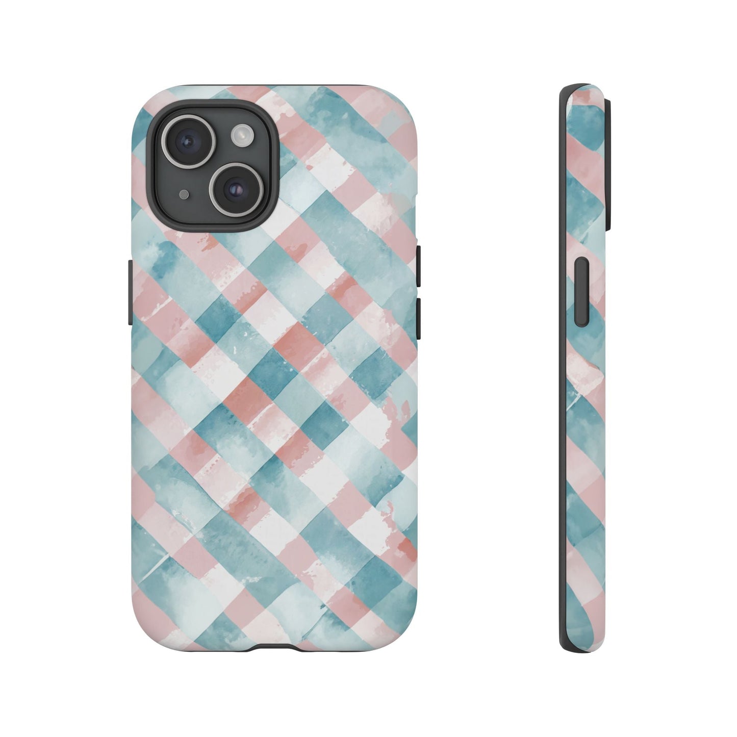 iphone case Blush Aqua Gingham iPhone 15