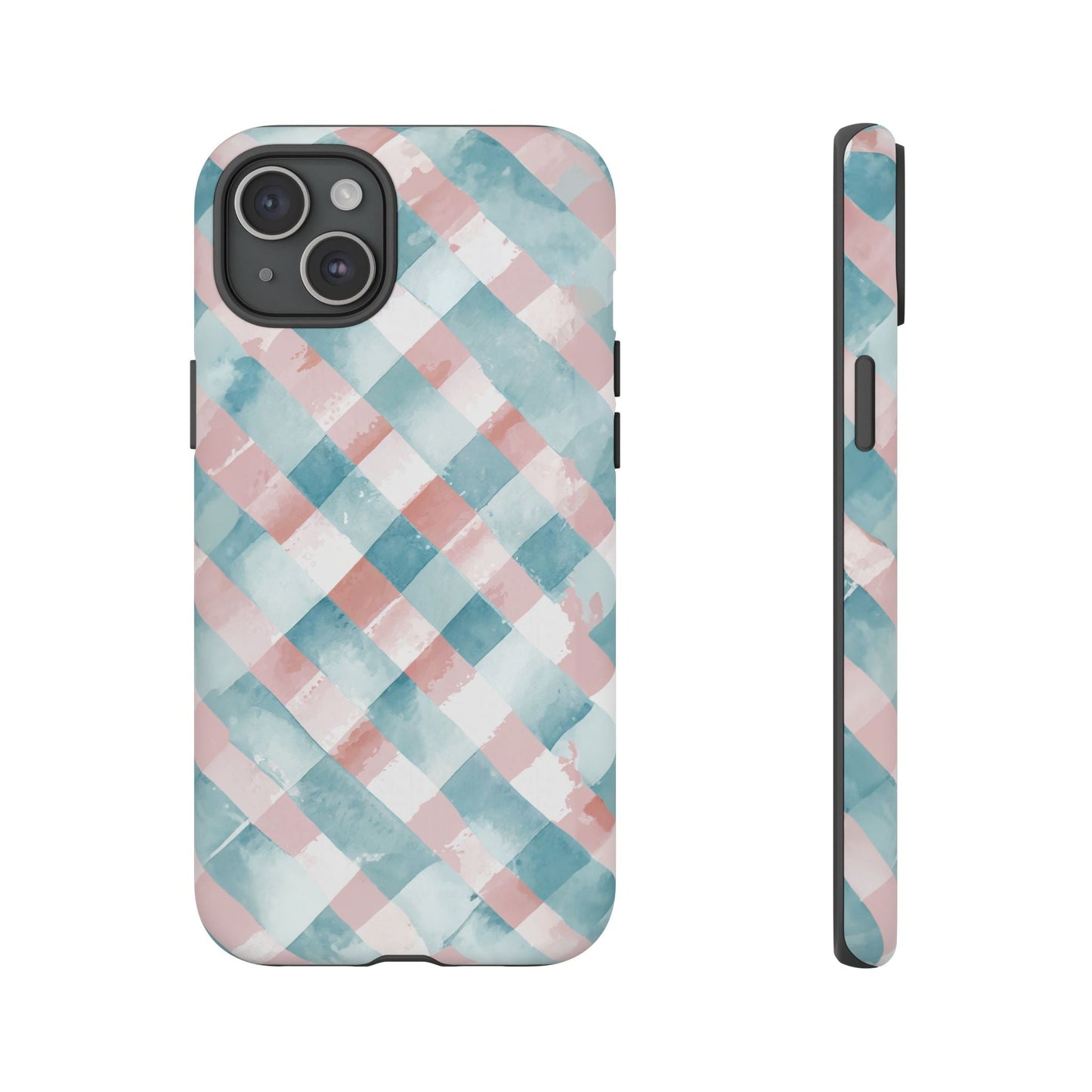 iphone case Blush Aqua Gingham iPhone 15 Plus
