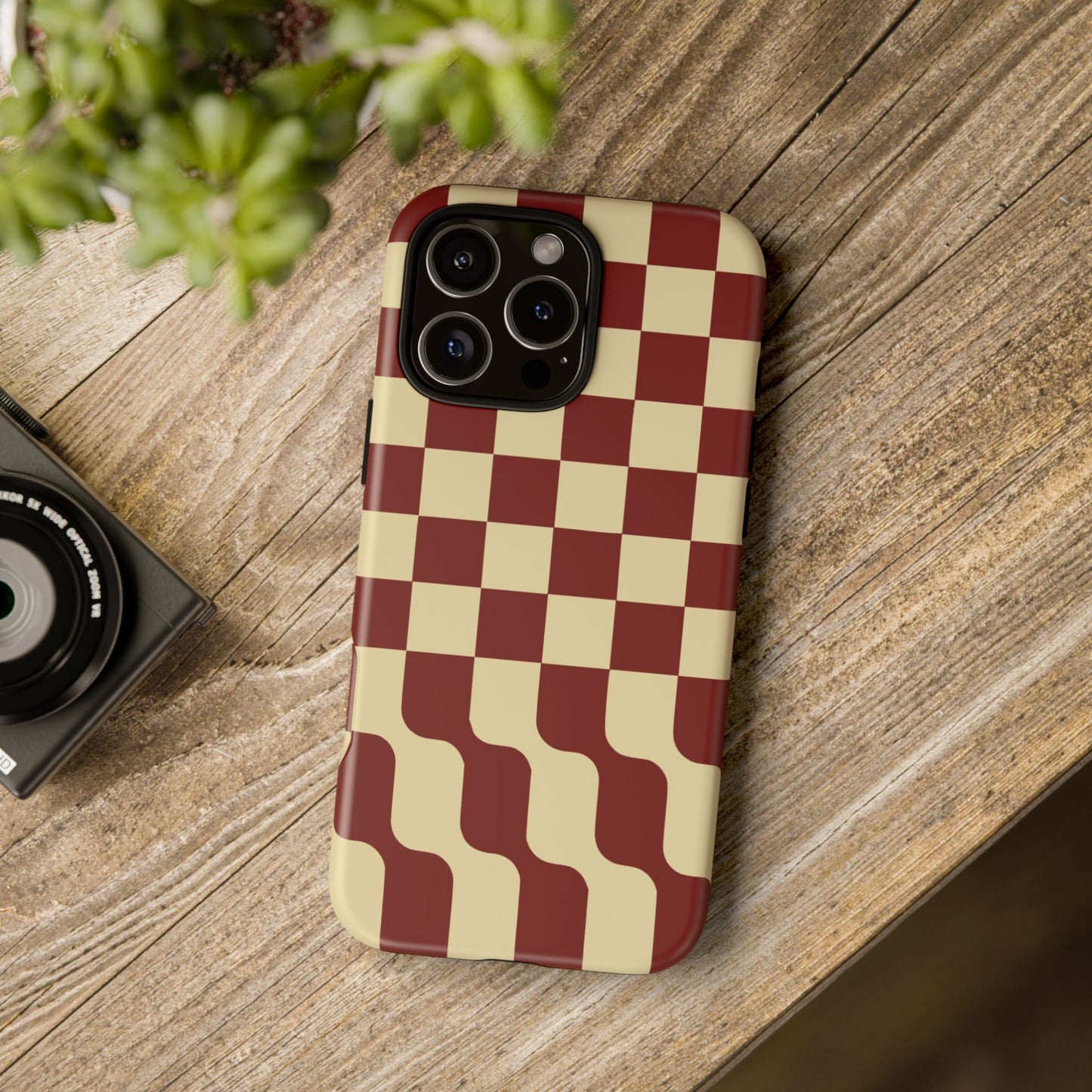 iphone case Burgundy Wave Checkerboard