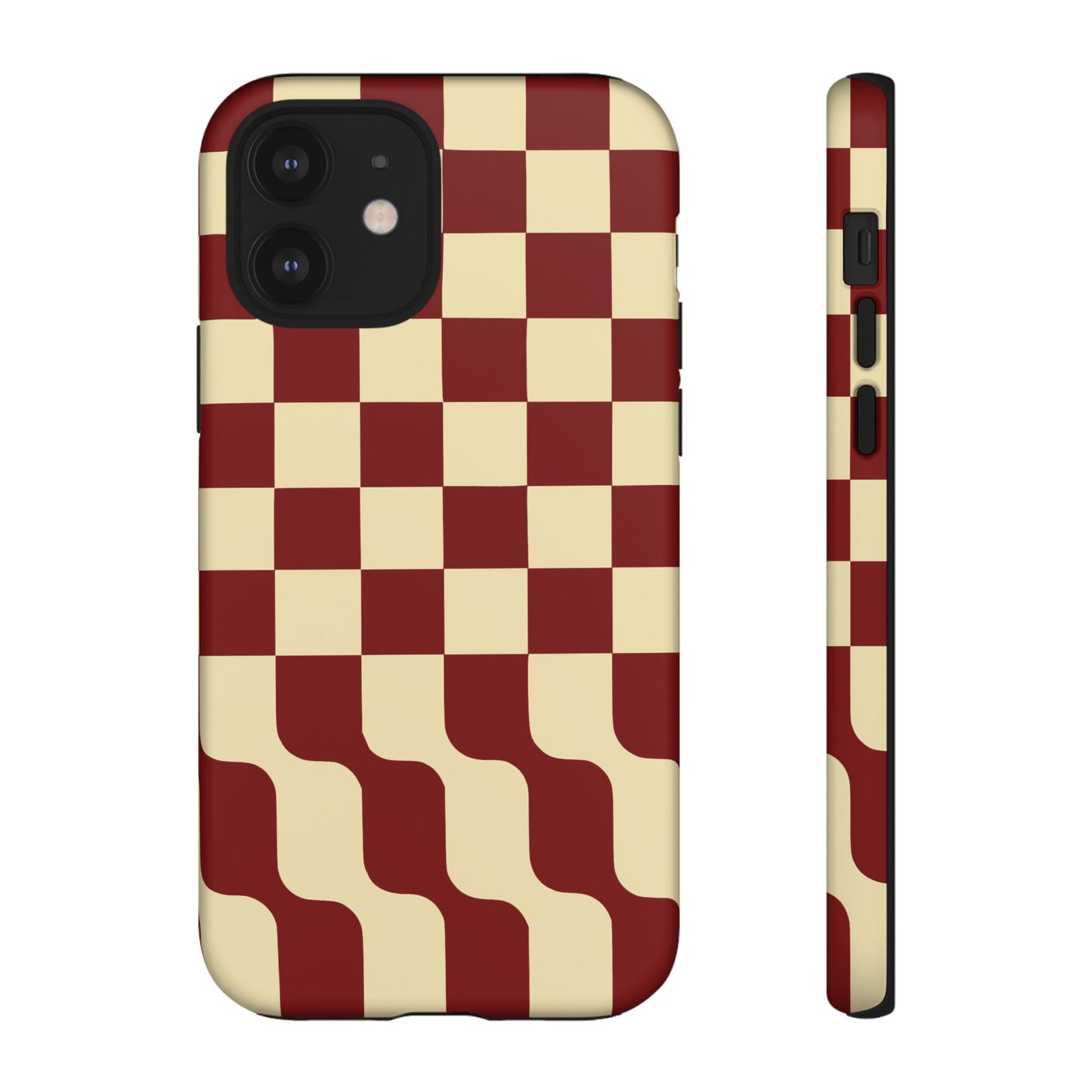 iphone case Burgundy Wave Checkerboard iPhone 12