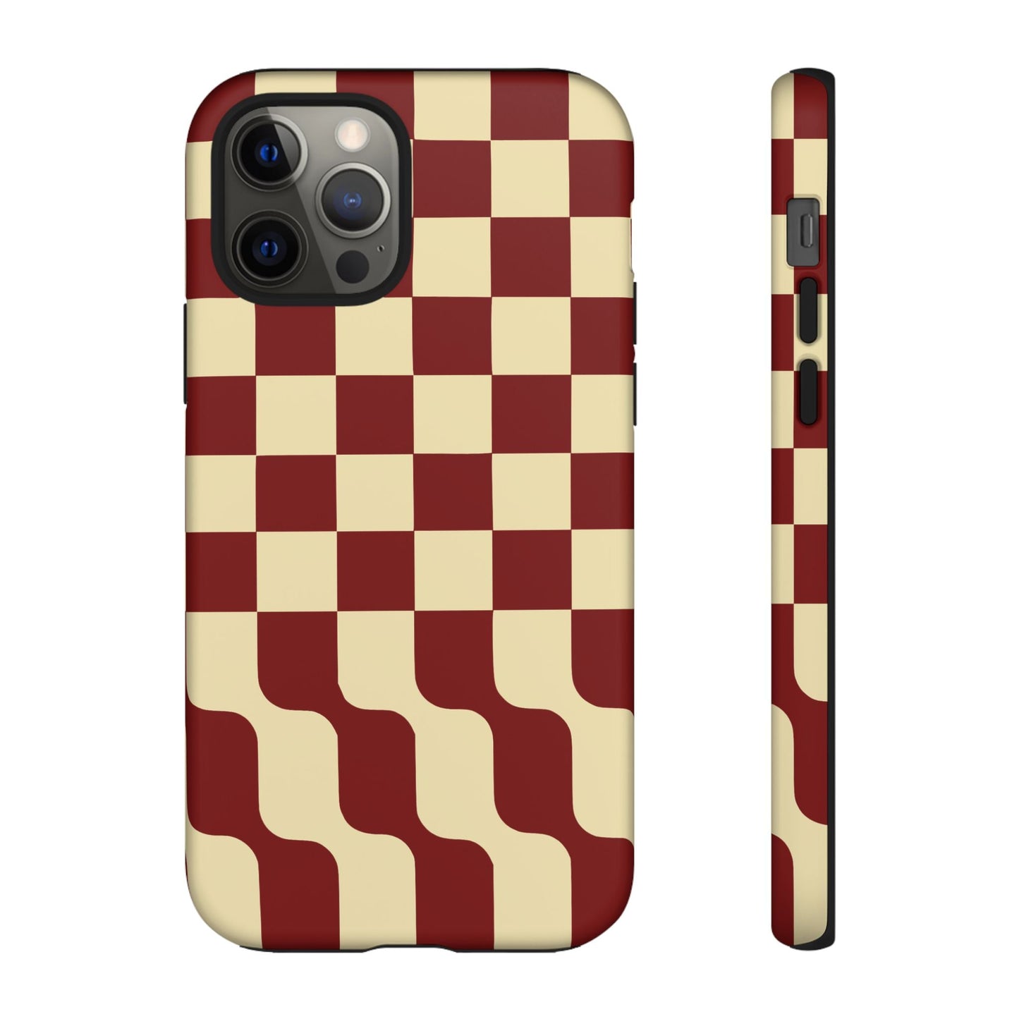 iphone case Burgundy Wave Checkerboard iPhone 12 Pro
