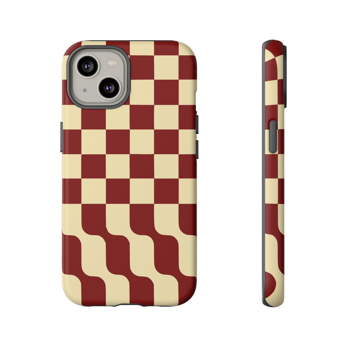 iphone case Burgundy Wave Checkerboard iPhone 14