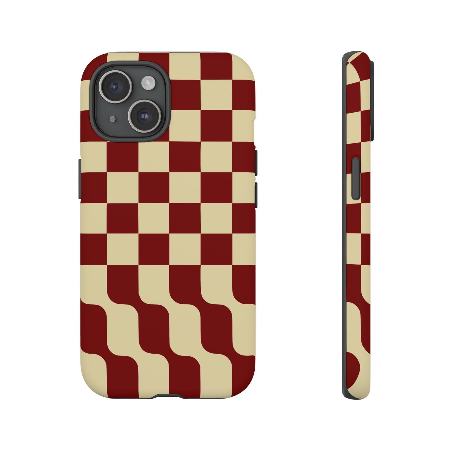 iphone case Burgundy Wave Checkerboard iPhone 15