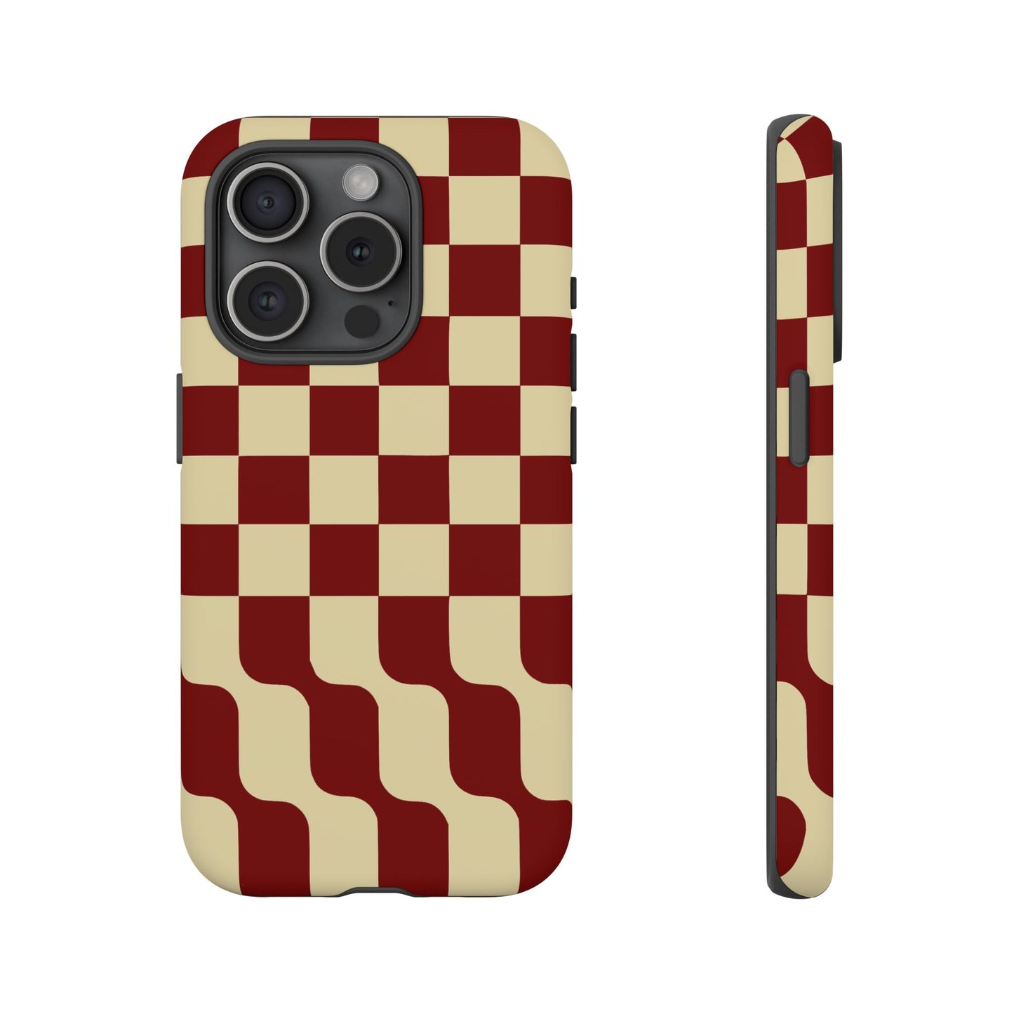 iphone case Burgundy Wave Checkerboard iPhone 15 Pro