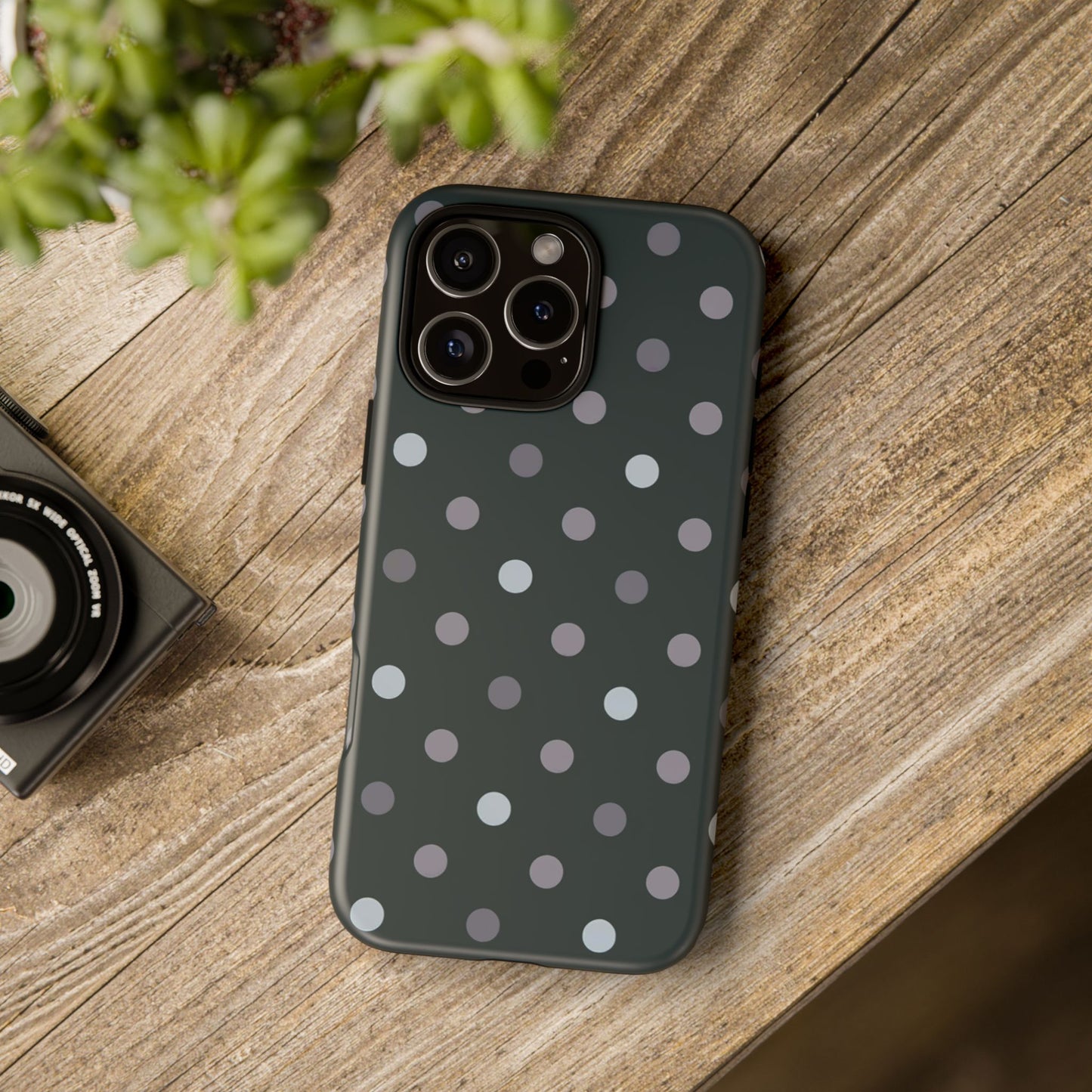 iphone case Charcoa Midnight Polka Dots