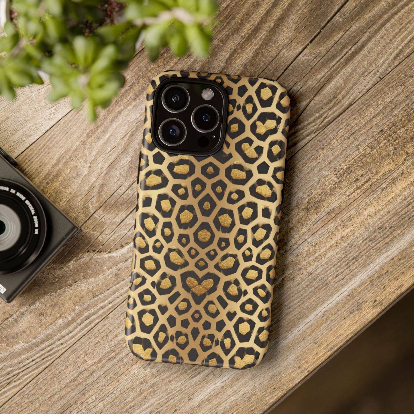 iphone case Golden Heart Leopard