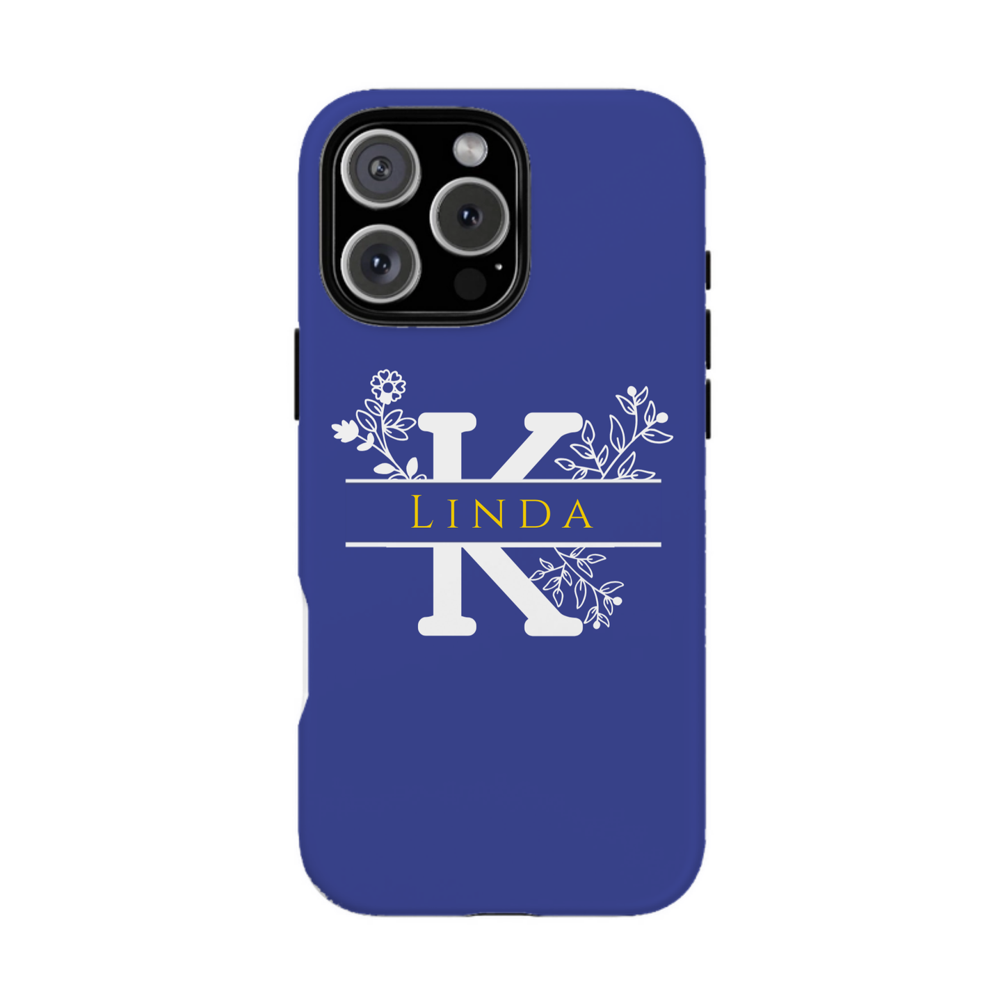 iphone case Midnight Sapphire Floral Name & Initial