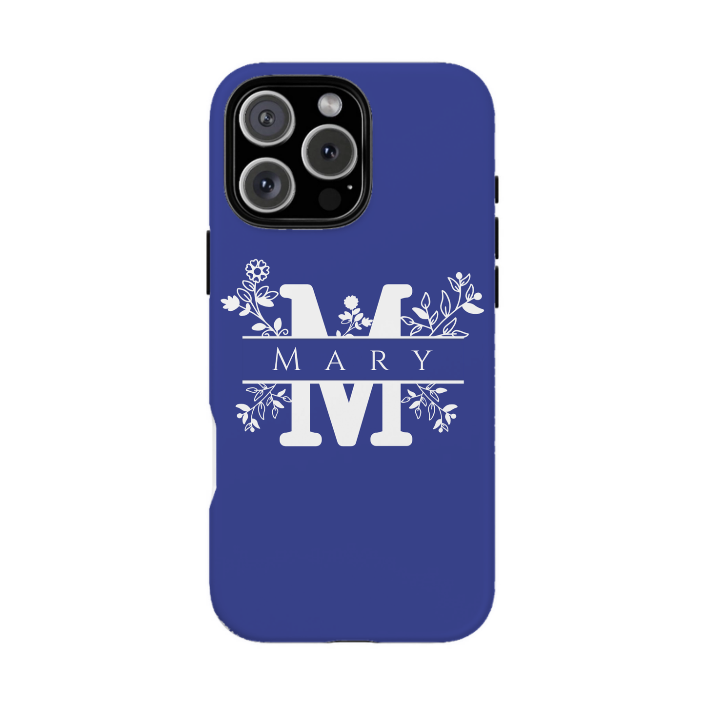 iphone case Midnight Sapphire Floral Name & Initial