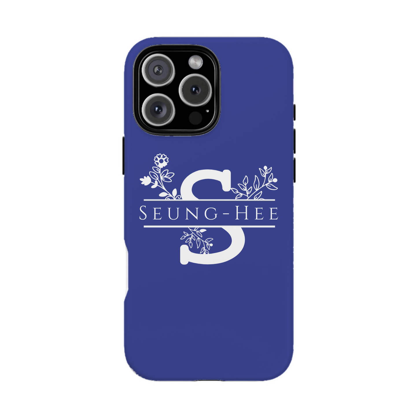 iphone case Midnight Sapphire Floral Name & Initial