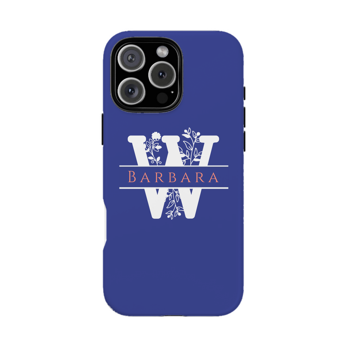 iphone case Midnight Sapphire Floral Name & Initial