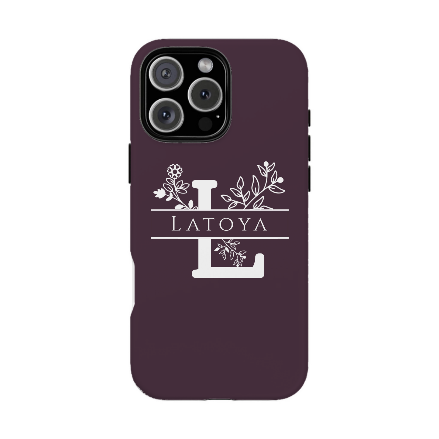 iphone case Mulberry Wine Floral Name & Initial