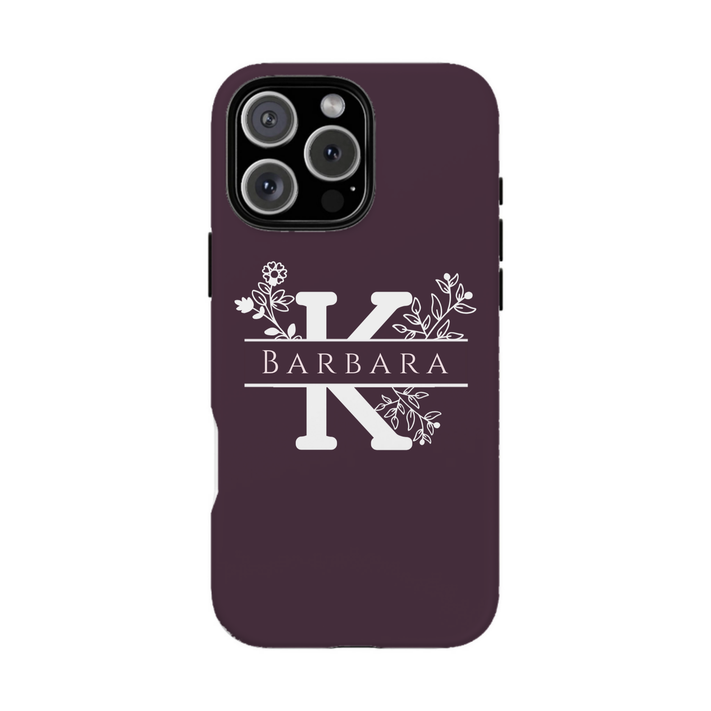 iphone case Mulberry Wine Floral Name & Initial