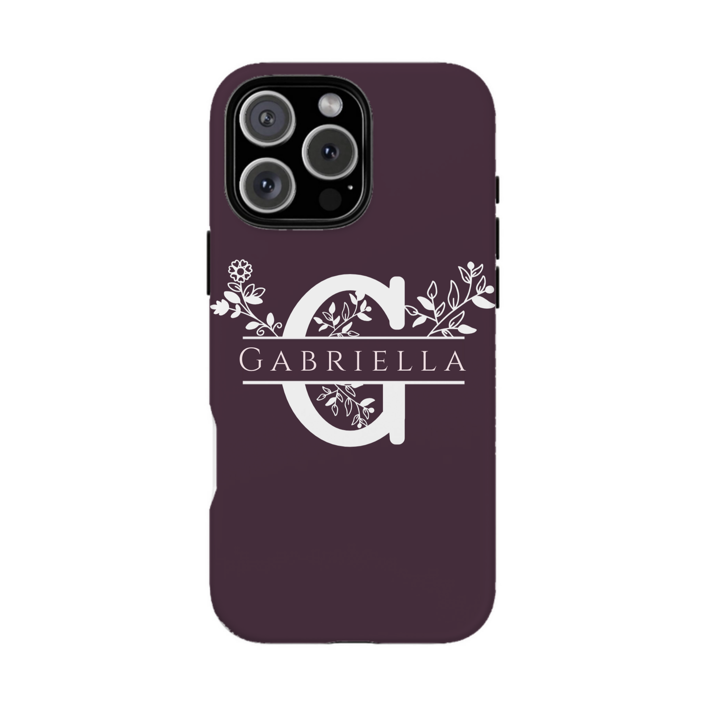iphone case Mulberry Wine Floral Name & Initial