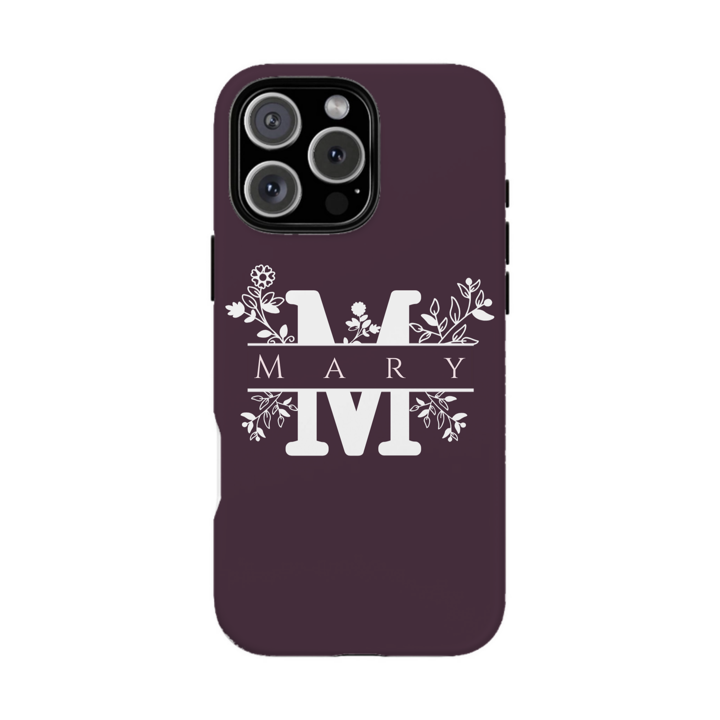 iphone case Mulberry Wine Floral Name & Initial