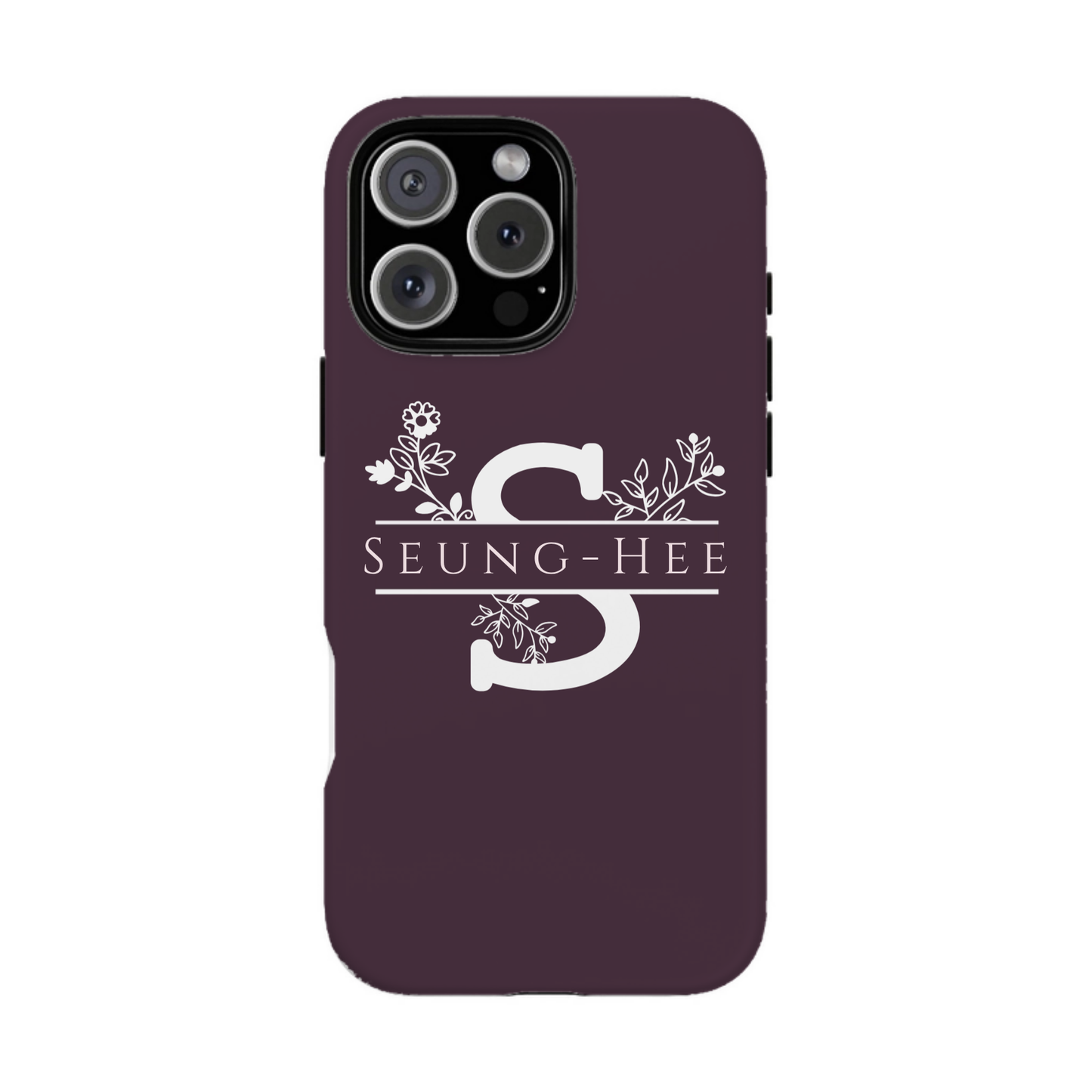 iphone case Mulberry Wine Floral Name & Initial