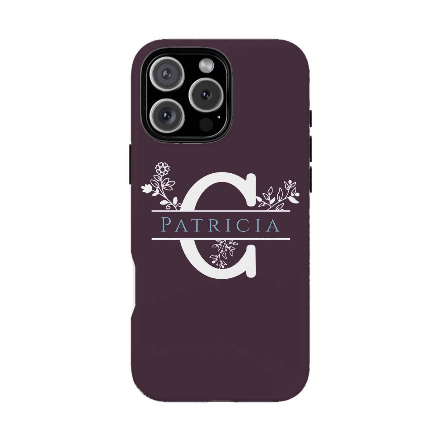 iphone case Mulberry Wine Floral Name & Initial