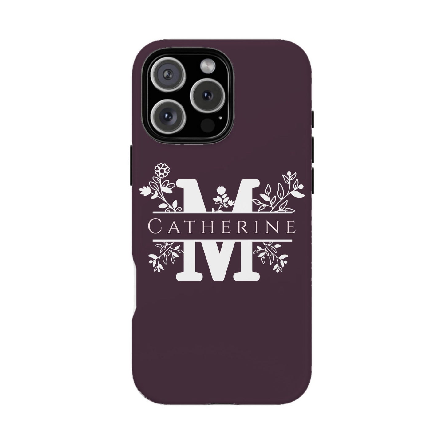 iphone case Mulberry Wine Floral Name & Initial