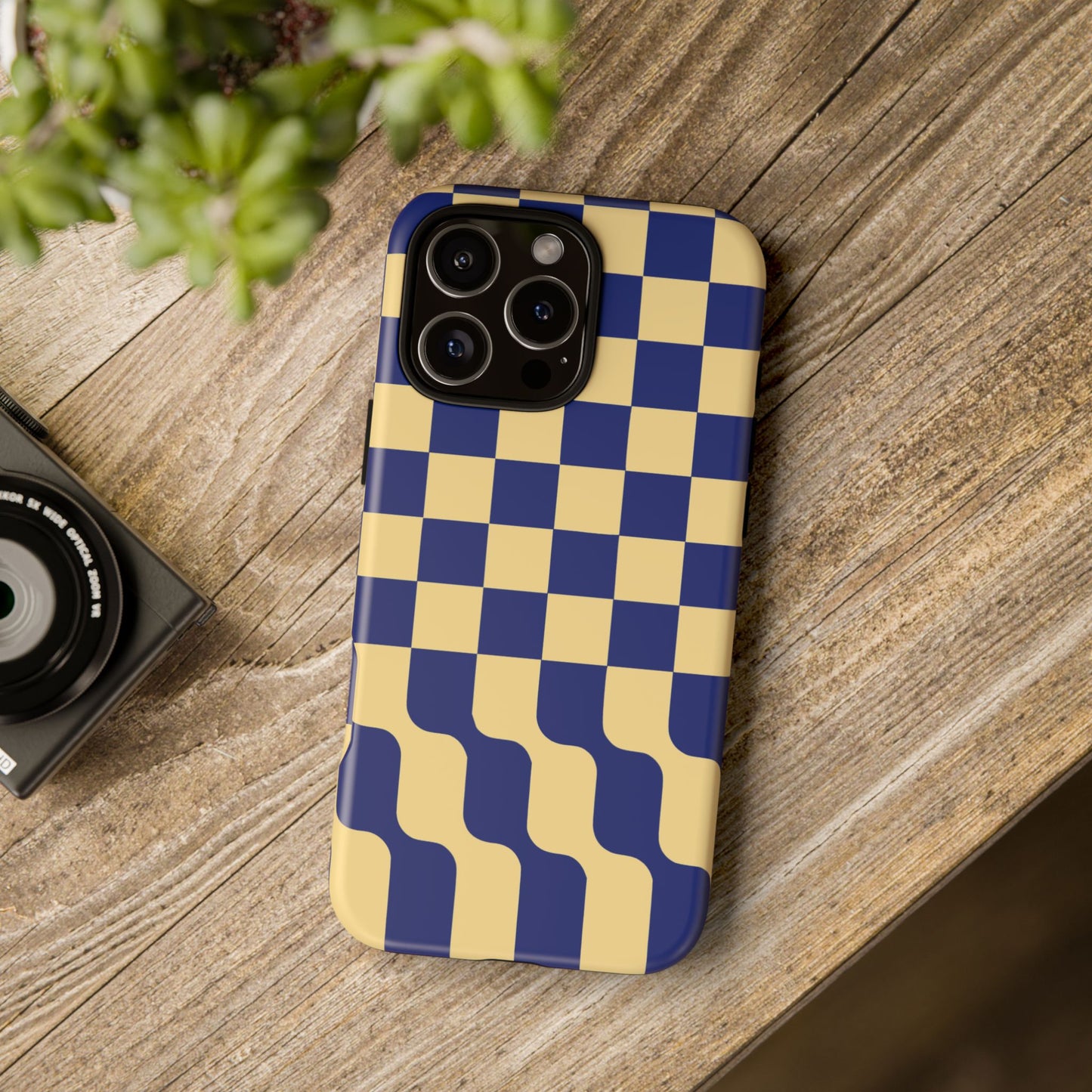 iphone case Navy Wave Checkerboard