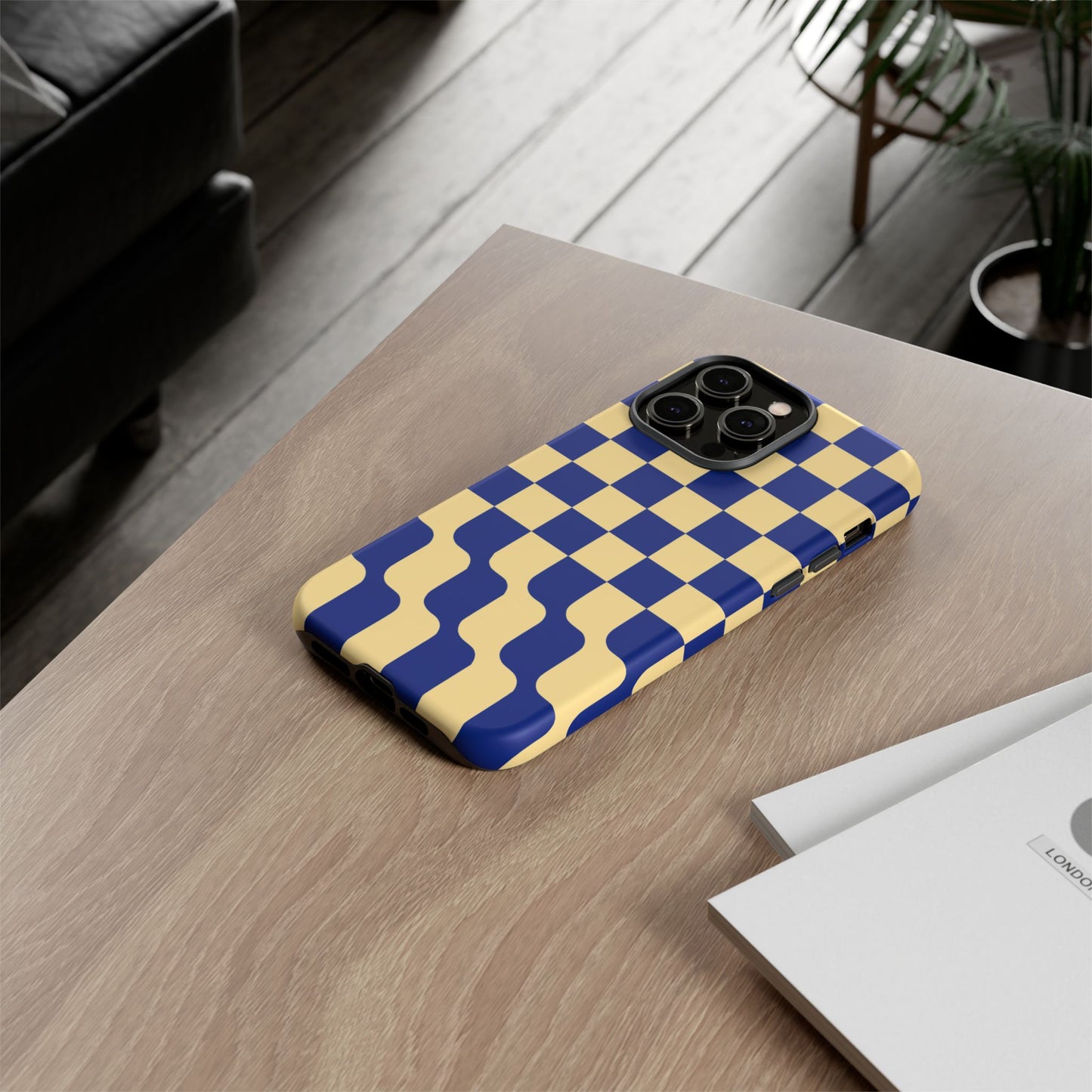 iphone case Navy Wave Checkerboard