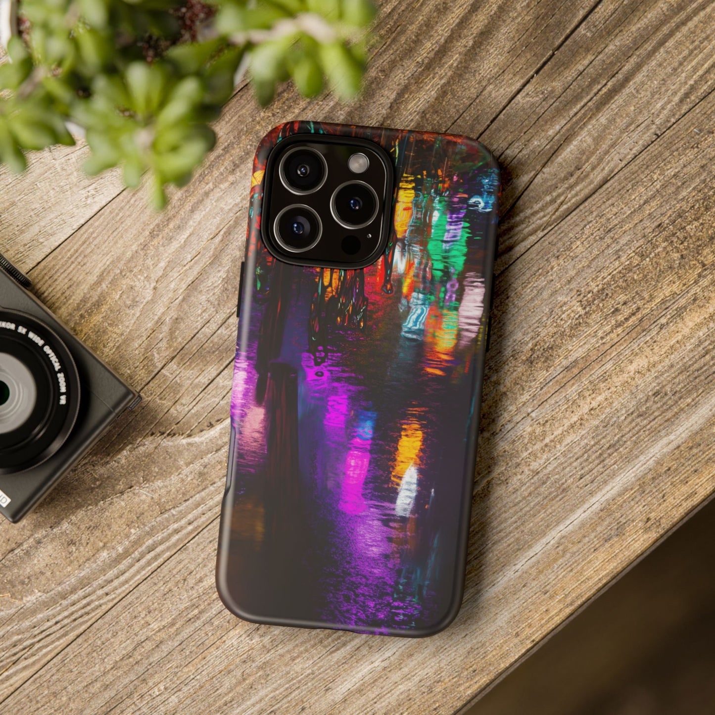 iphone case Neon Rain Reflections