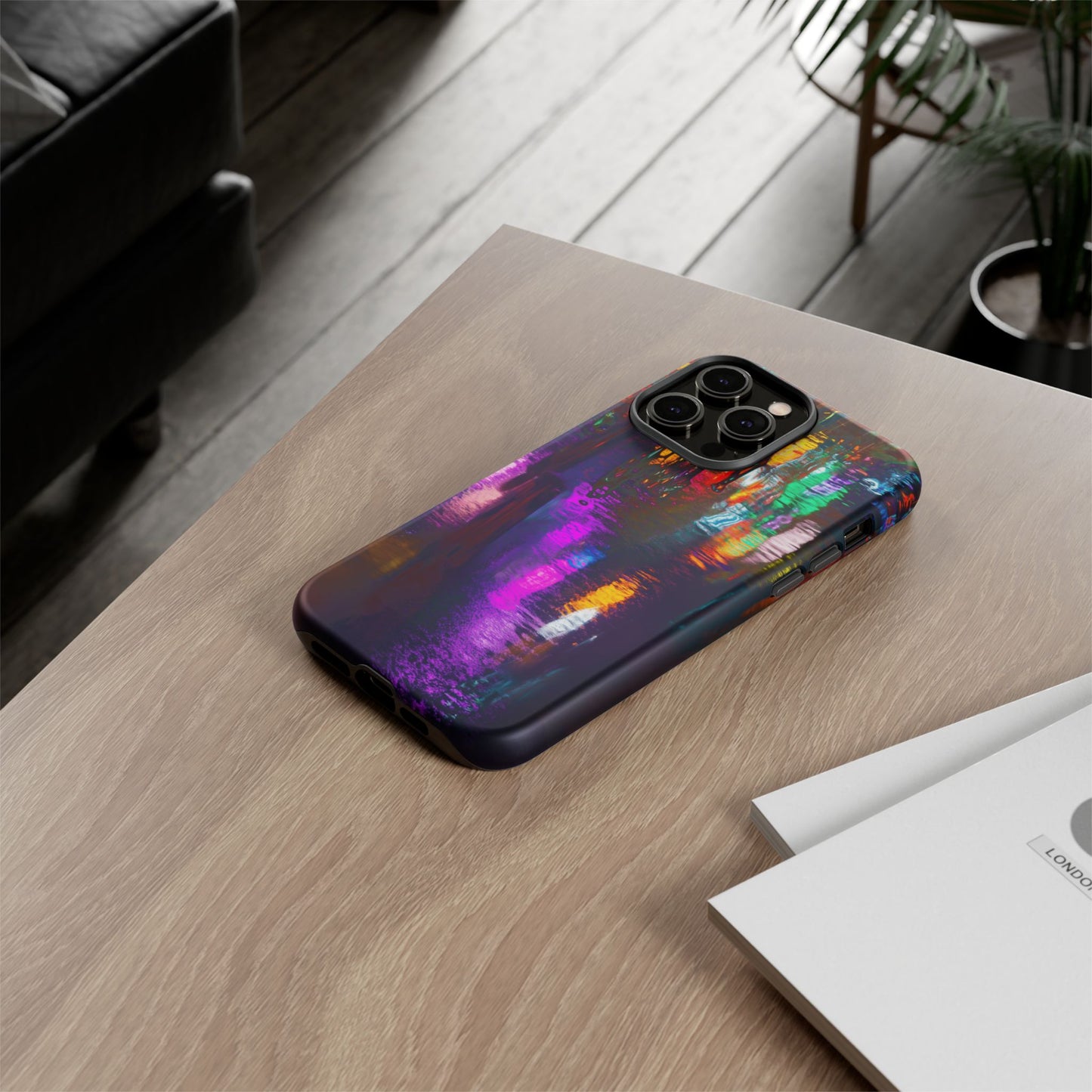 iphone case Neon Rain Reflections