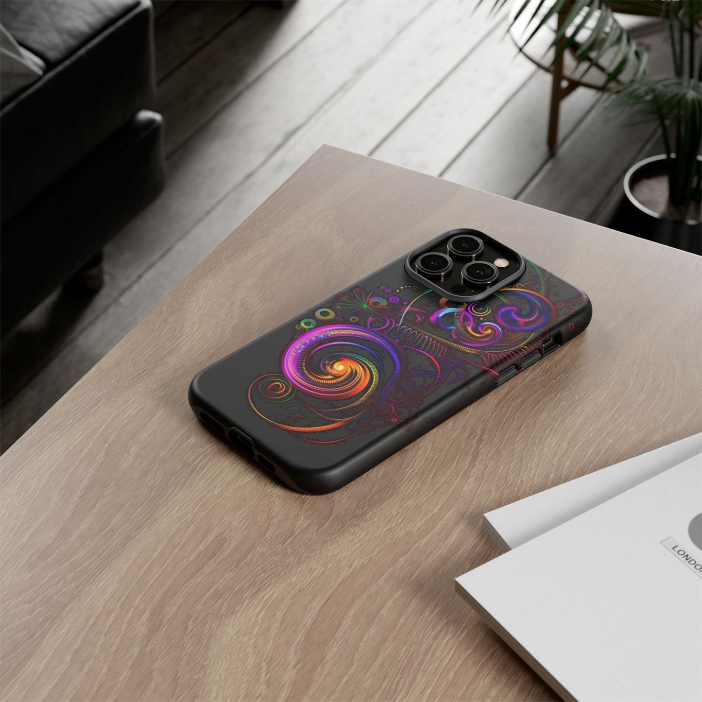 iphone case Neon Spiral Galaxy