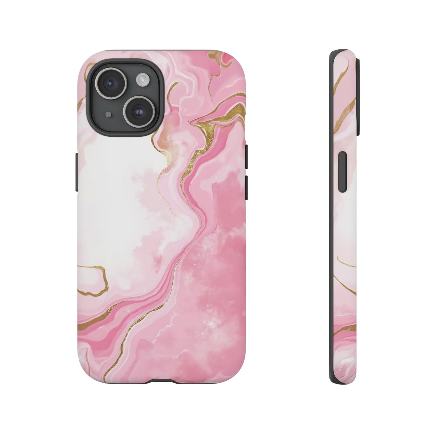 iphone case Pink & Gold Marble Flow iPhone 15