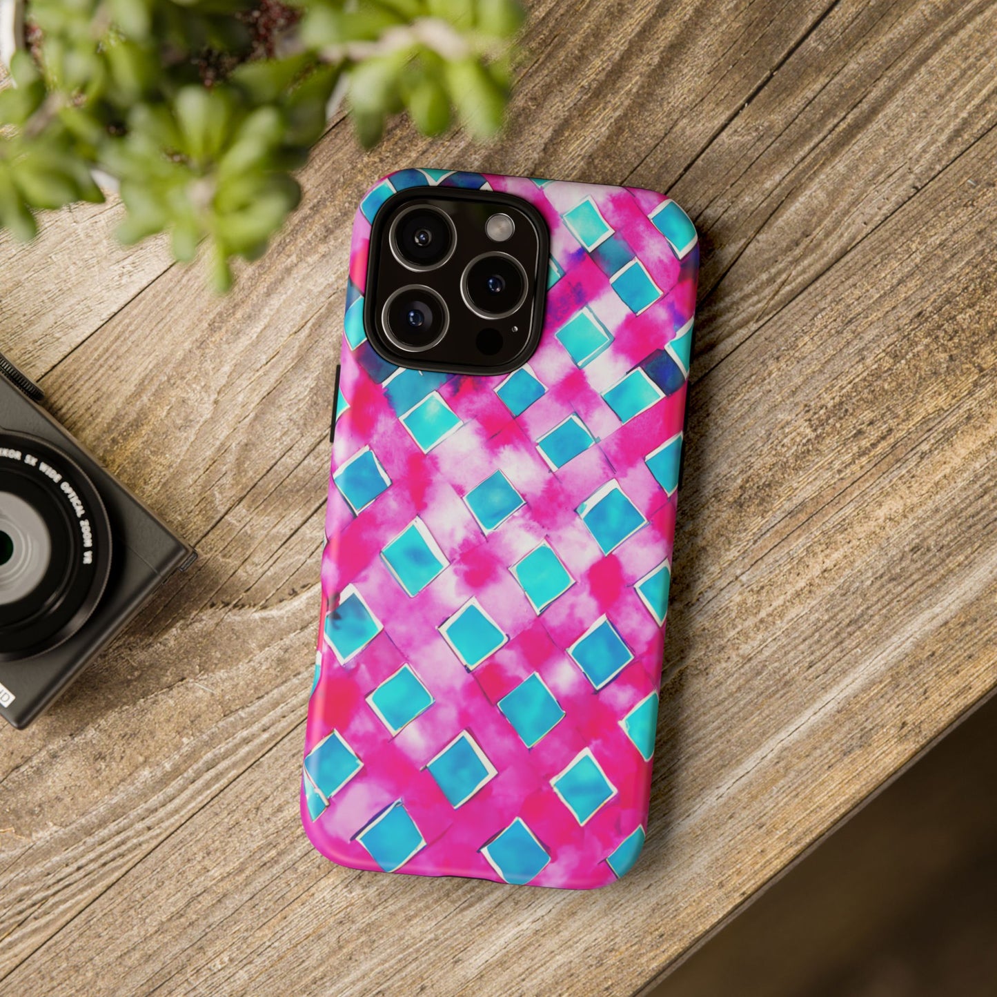 iphone case Turquoise Watercolor Lattice