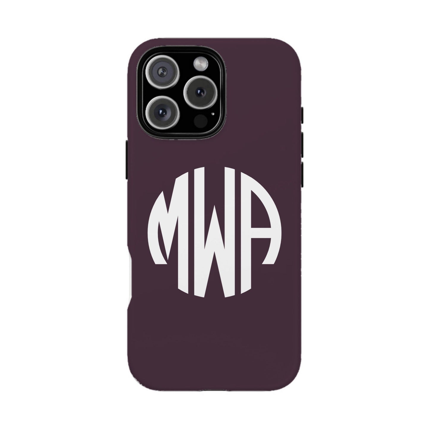 iphone case Mulberry Wine Round 3 Initials