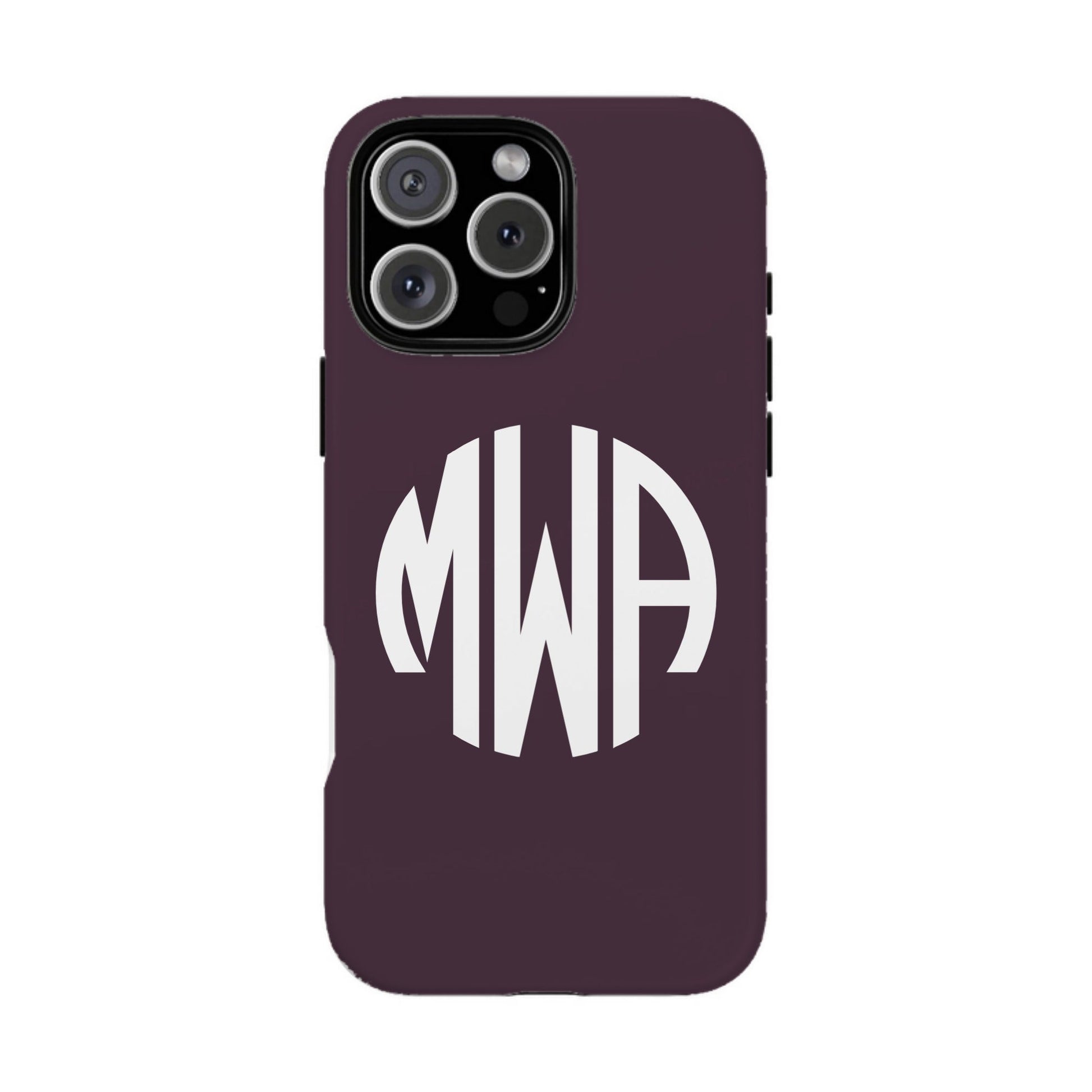iphone case Mulberry Wine Round 3 Initials