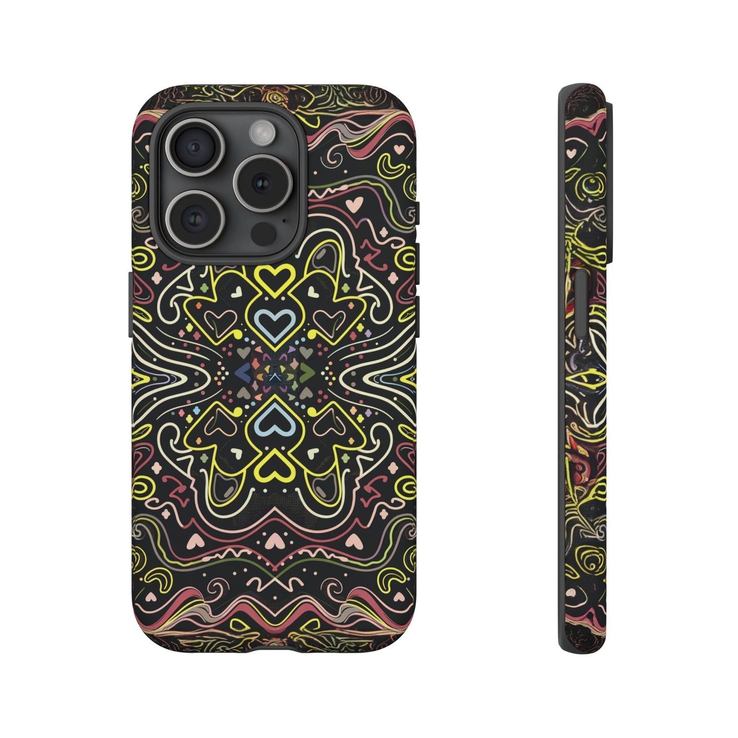 iphone case Neon Heart Pattern iPhone 15 Pro