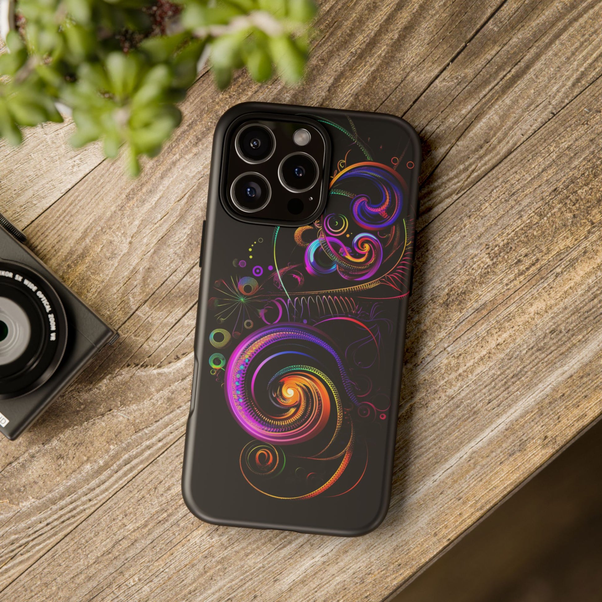 iphone case Neon Spiral Galaxy