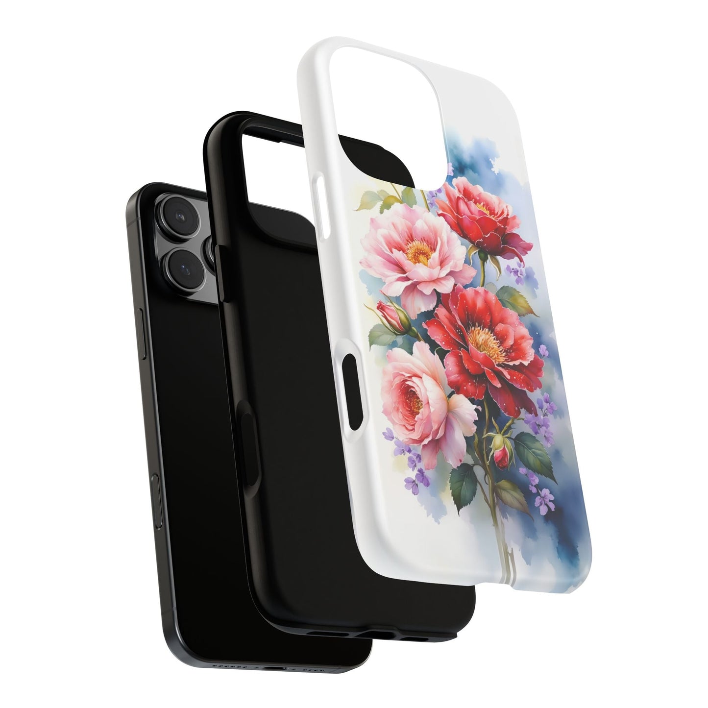 iphone case Pink & Red Peonies Watercolor