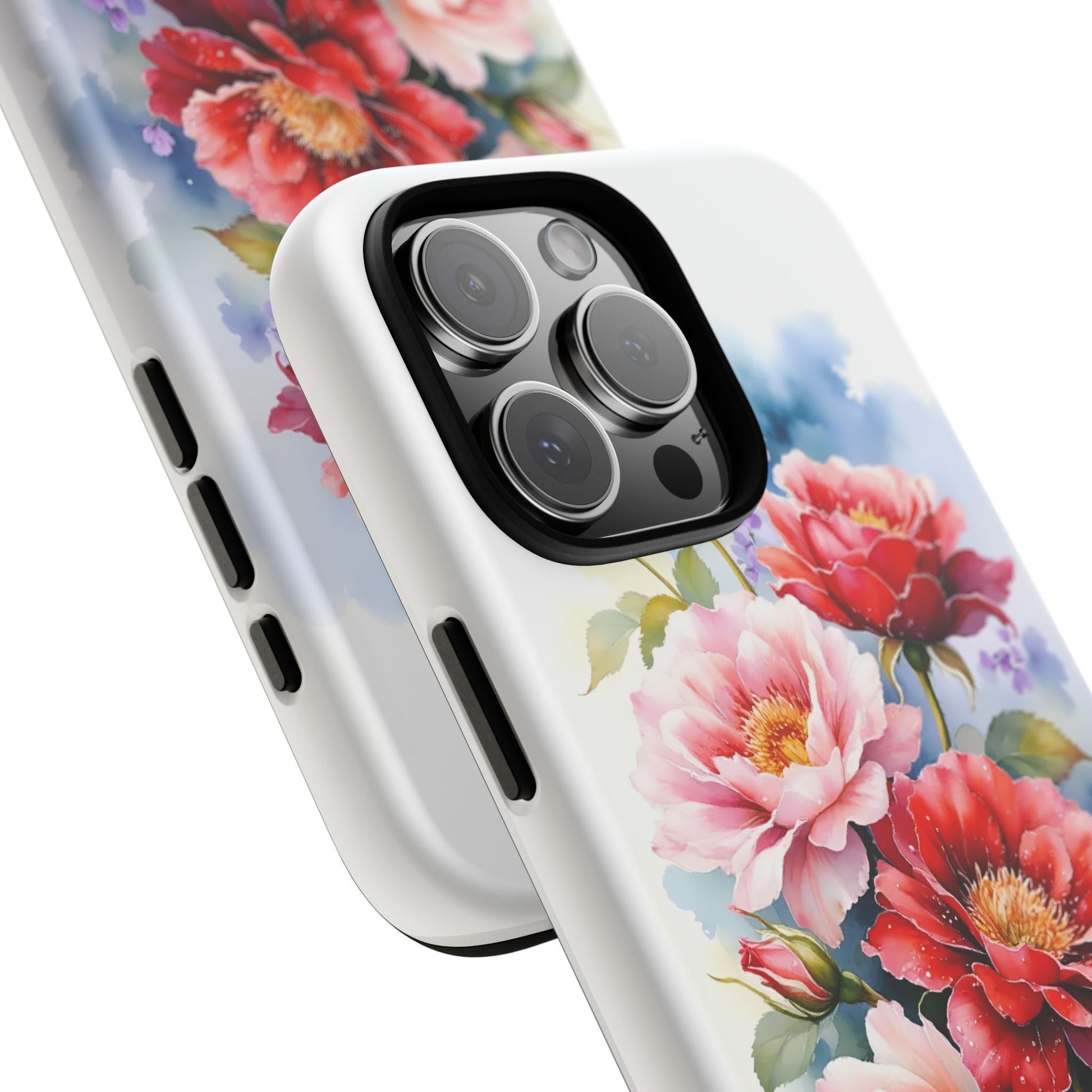 iphone case Pink & Red Peonies Watercolor
