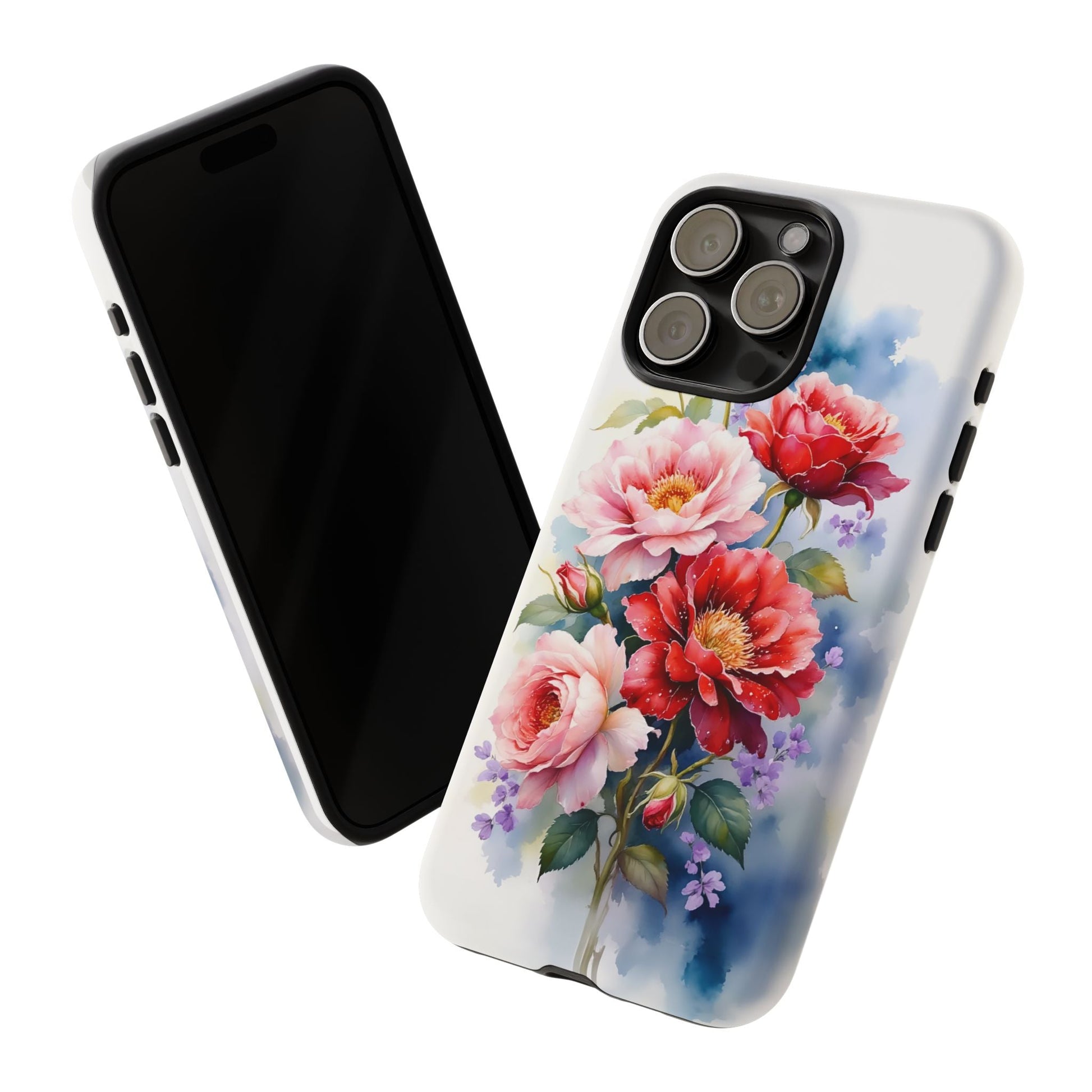 iphone case Pink & Red Peonies Watercolor
