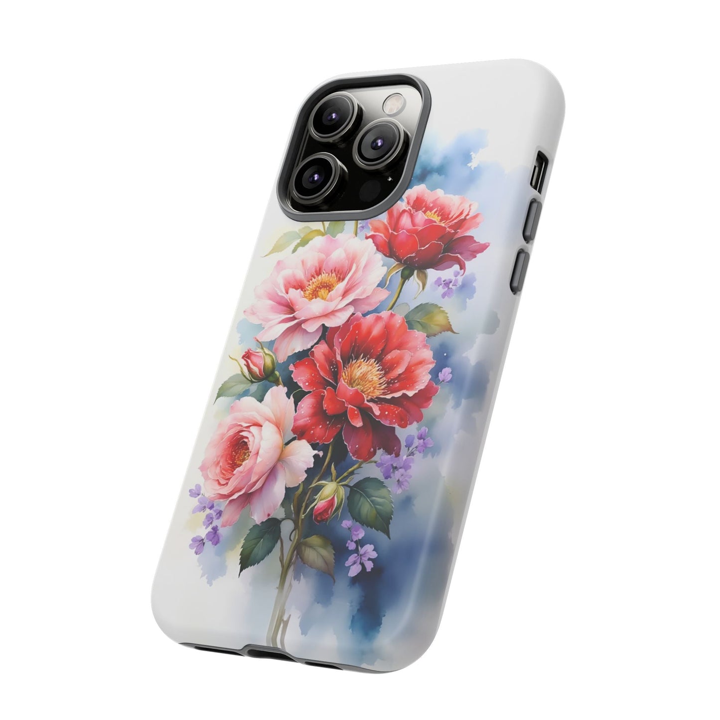 iphone case Pink & Red Peonies Watercolor