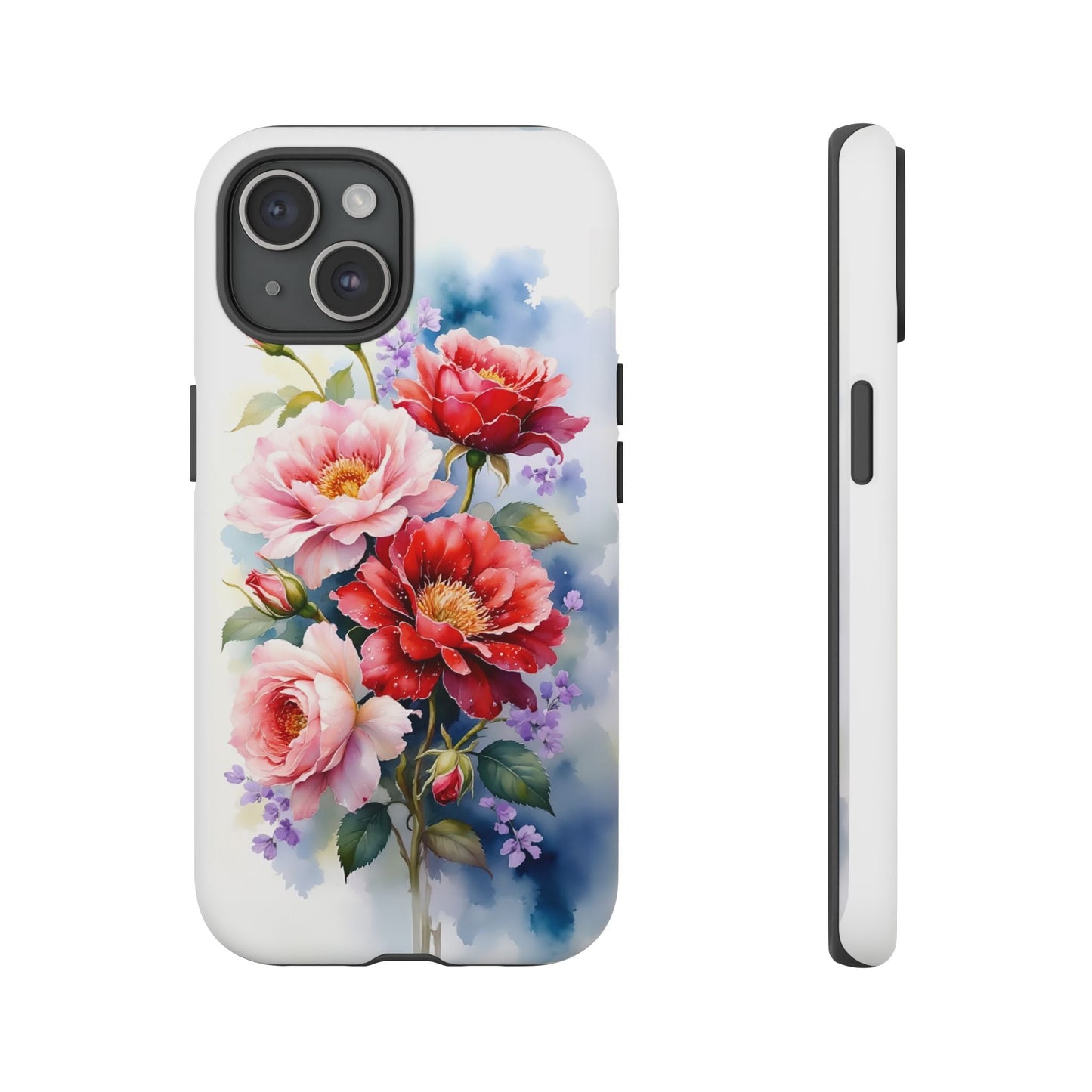 iphone case Pink & Red Peonies Watercolor iPhone 15