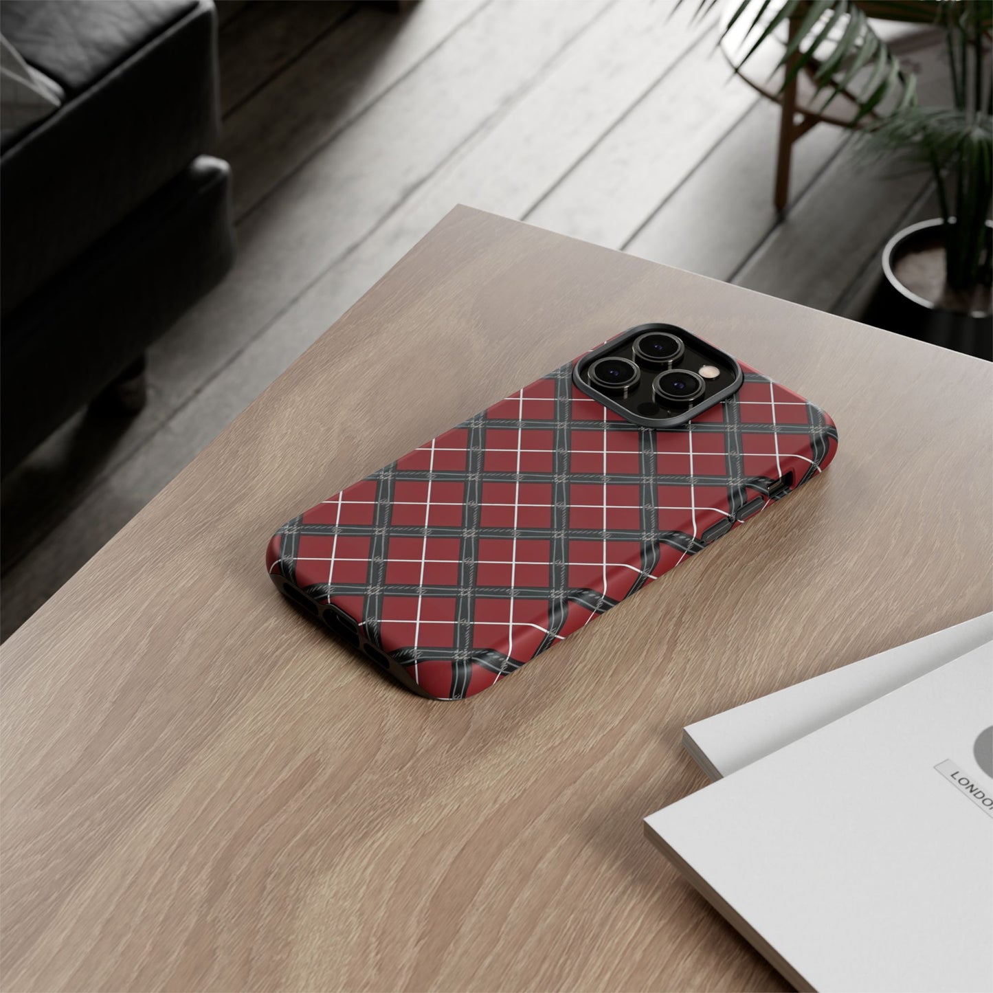 iphone case Regal Crimson Argyle