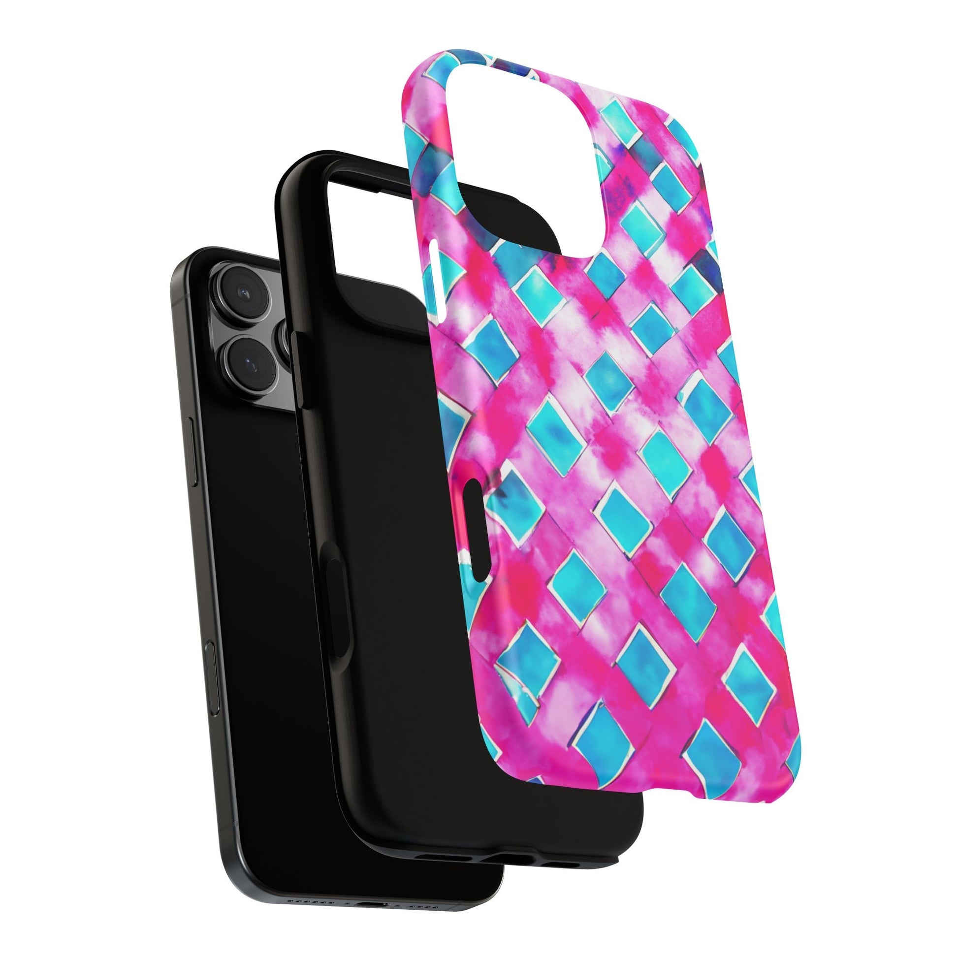 iphone case Turquoise Watercolor Lattice