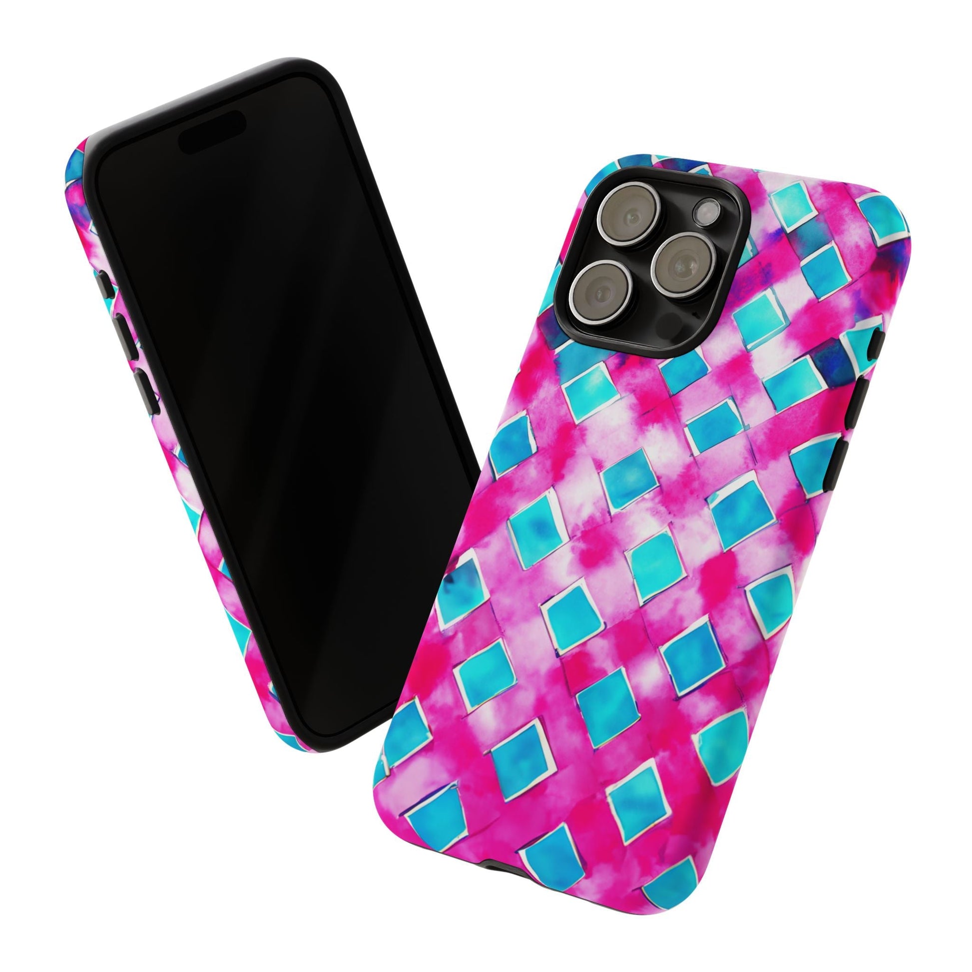 iphone case Turquoise Watercolor Lattice