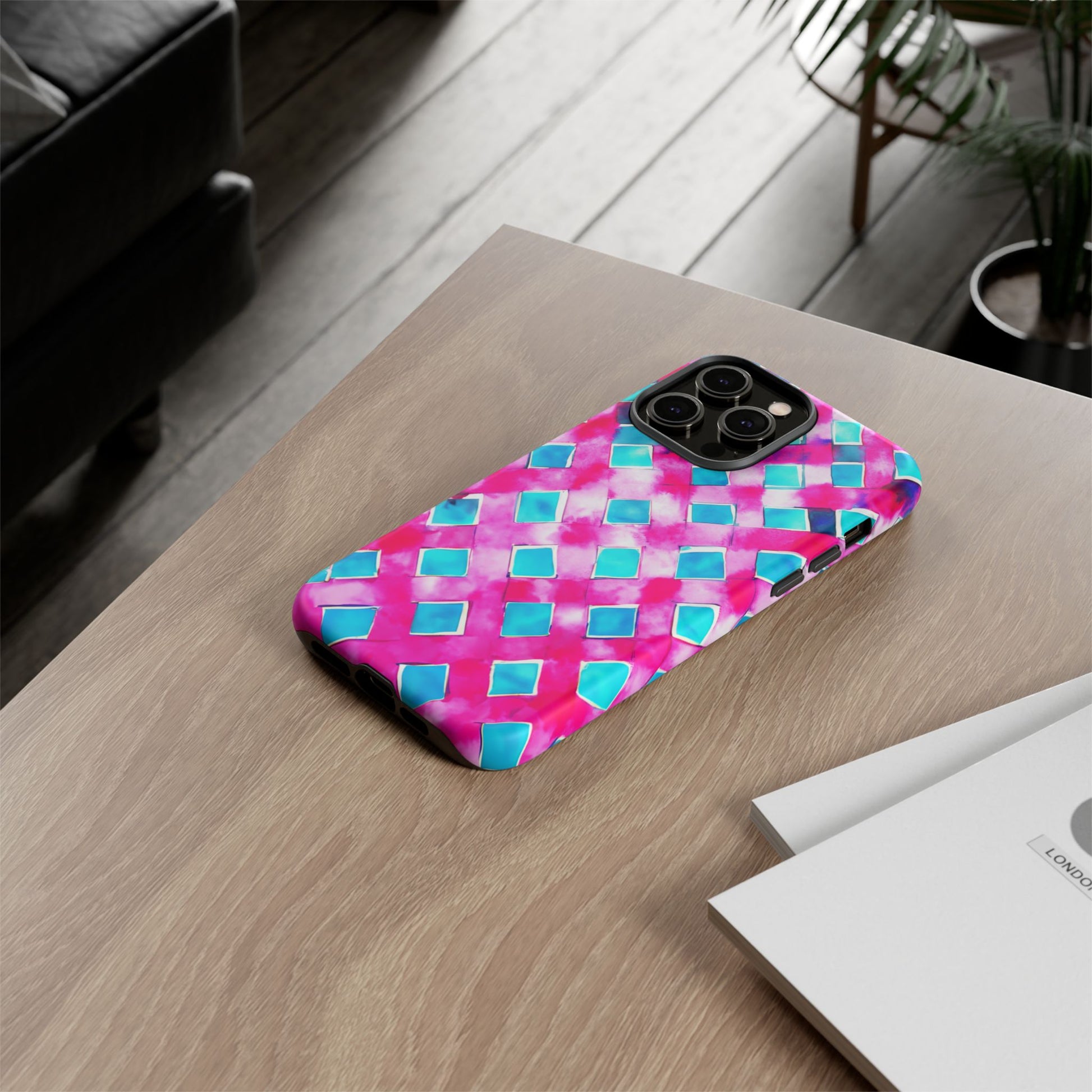 iphone case Turquoise Watercolor Lattice