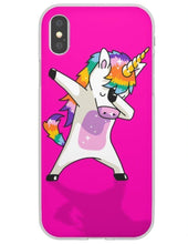 Load image into Gallery viewer, Dabbing Unicorn Cute Neon Pink iPhone Case
