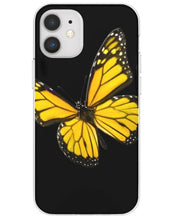 Load image into Gallery viewer, Yellow Monarch Butterfly Black iPhone Case
