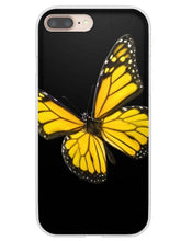 Load image into Gallery viewer, Yellow Monarch Butterfly Black iPhone Case
