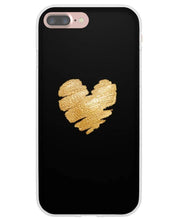 Load image into Gallery viewer, Gold Heart Black iPhone Case
