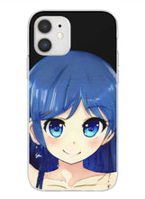 Load image into Gallery viewer, Cute Anime Girl iPhone Case - Happy Big Blue Eyes
